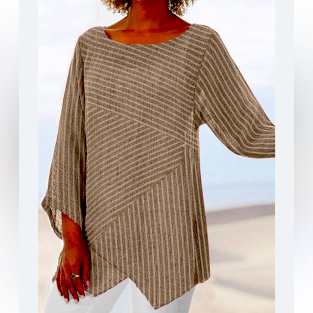 MISSLOOK Blouse Size Medium Wagonlook Cottagecore Longline Top Brown
